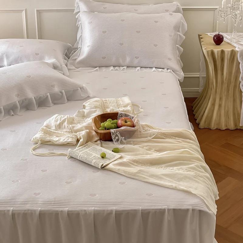 Simple Jacquard Bed Skirt with Cool Ice Muscle Air Conditioning Mat Ice Silk Mat for Girl Room Mat