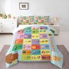 Alphabet ABC Picture Chart Bedding Set (1 Duvet Cover, 2 Pillowcases, Duvet Not Included), A To Z Words with Animals Art Print
