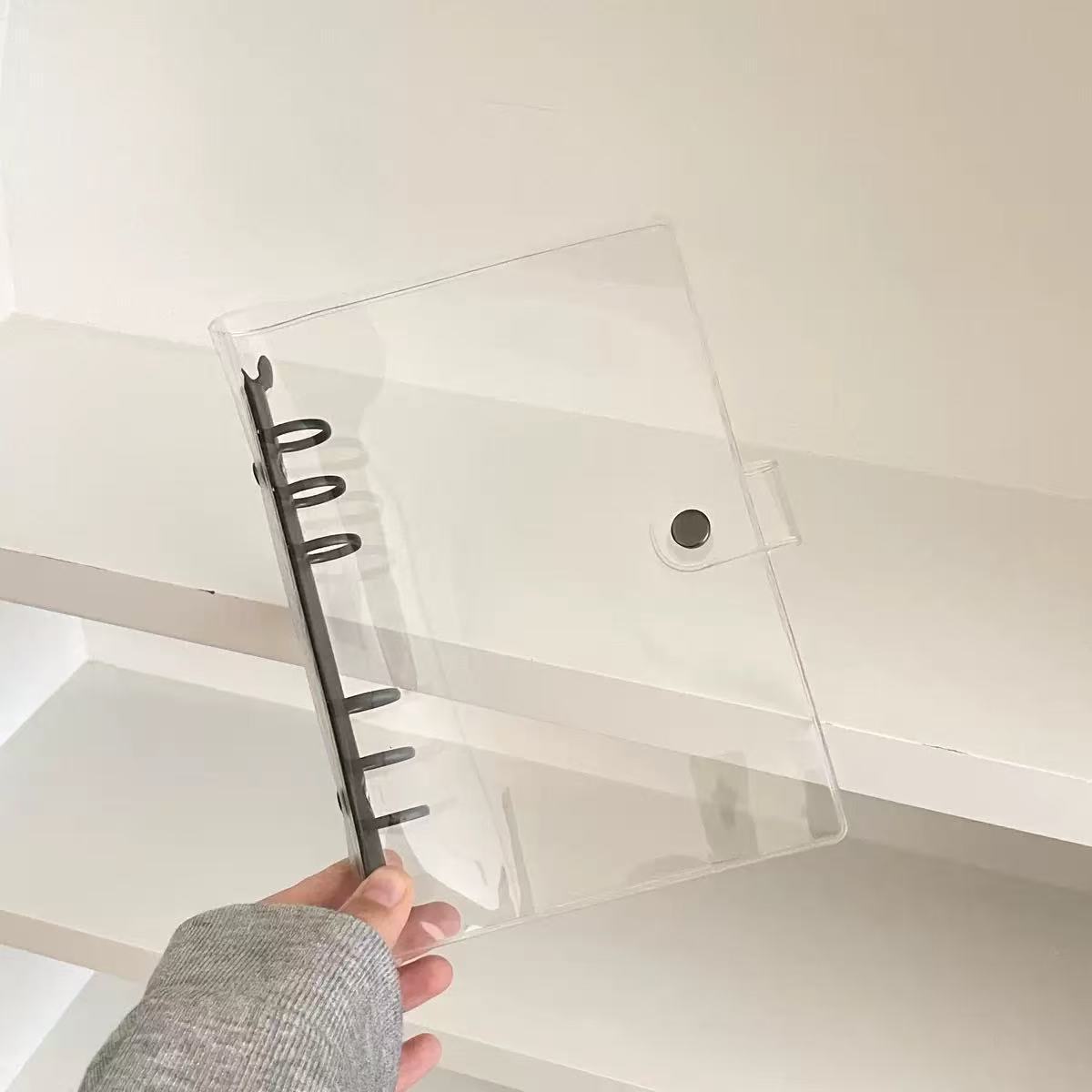 Lightweight Pvc Loose-Leaf Shell 6 Holes A6 Transparent Loose-Leaf Shell, Color Clip, Simple Candy Color Album Shell