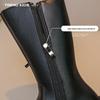 2025 Autumn/Winter Girls' High Leather Boots - Stylish Bow Princess Martin Style