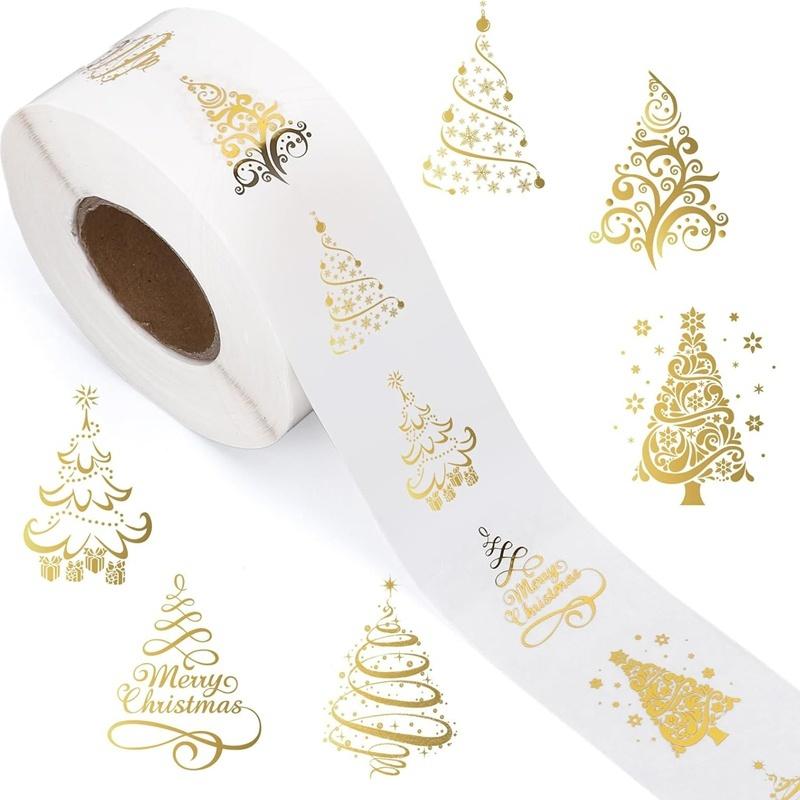 500/1000/2000 Stück Weihnachtsaufkleber für Umschläge, Runde Frohe Weihnachten Kleine Aufkleber, Niedliche Feste Geschenkdekor Musteretiketten