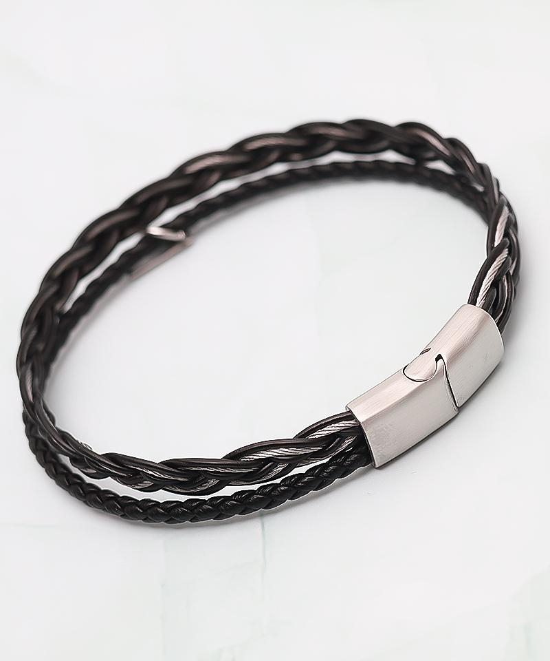 Blancier Tenèvre Bm268B1299 Wire Layered Cowhide Bracelet
