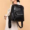 Stylish Pu Leather European Retro Casual Backpack For Women Soft Zipper Closure