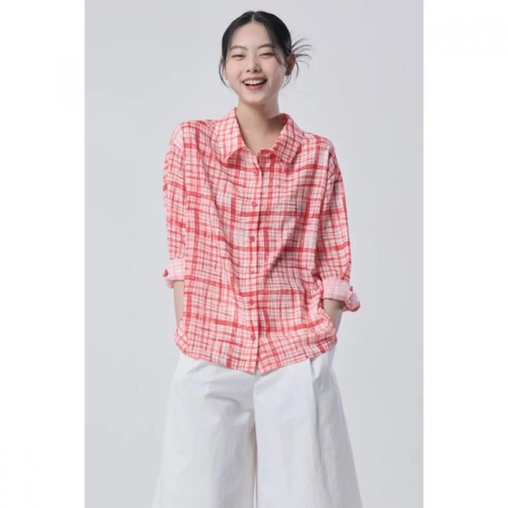 

Benetton Check Printing Blouse Babl95631 RD (red)/44