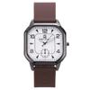 Trendy Retro Men's Leather Strap Quartz Watch - Square Case Fashion Student Wristwatch