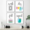 Wash Dry Fold Repeat Laundry Sign Colorful Wall Art Print Canvas Nordic Poster And Print Wall Pictures Utility Room Painting No Frame