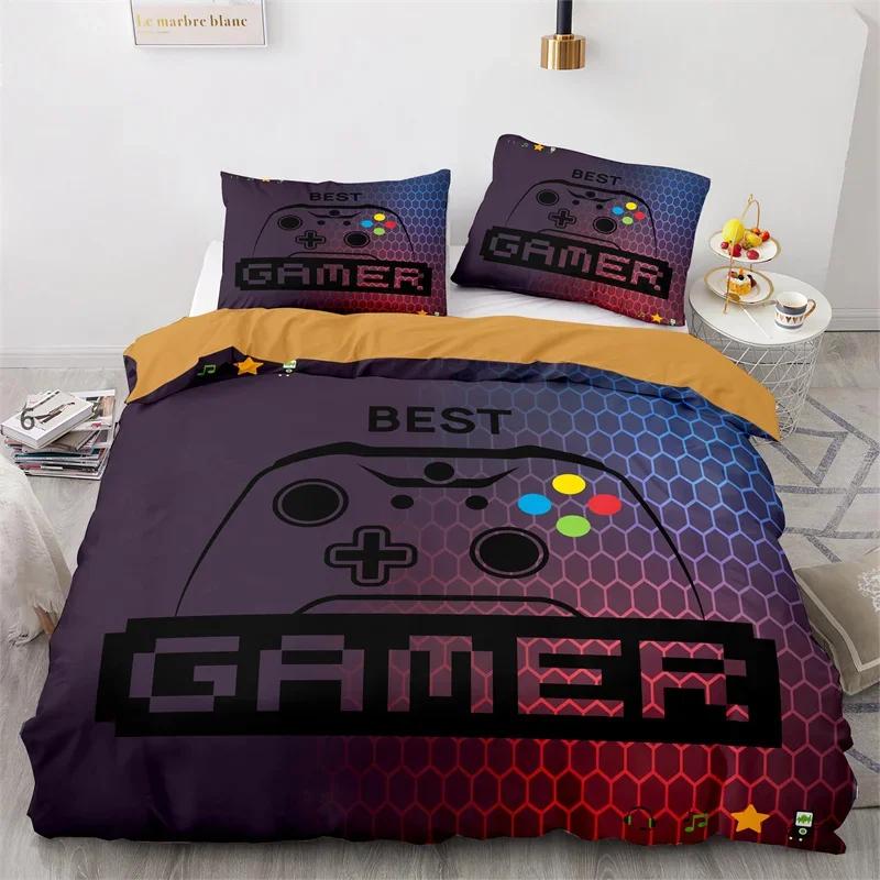 Gaming Bedding Set Twin Full Size Kids Gamepad Duvet Cover For Boys Girl Bedroom Decor Polyester Game Controller Comforter Cover