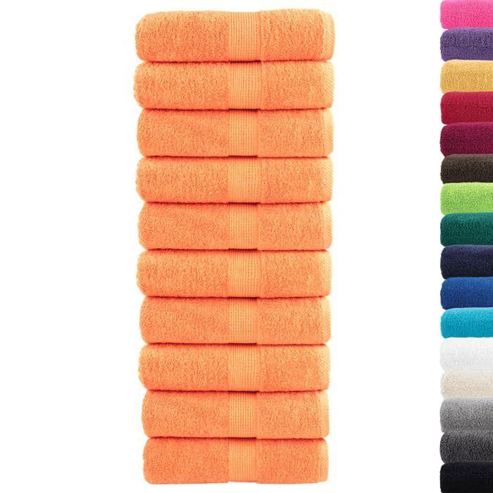 VidaXL Premium Washcloths SOLUND 10 Pieces Orange 30 X 30 Cm 600 G/m² 137373