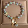 Glass Bead Butterfly Pendant Bracelet Rose Garden Design Offering Comfortable Beads Bracelet for Special Occasions