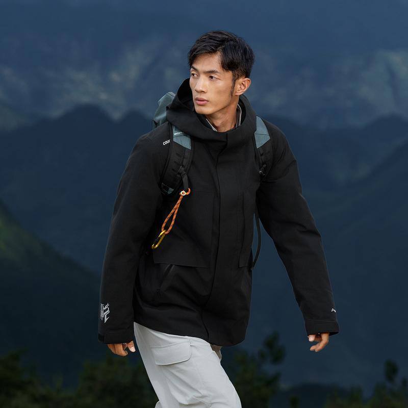Li Ning Outdoor CF Suo Wan Long Jia Veste Casual à Capuche Ample Coupe-Vent Chaude Résistante à l'Eau Unisexe AEMV059-3