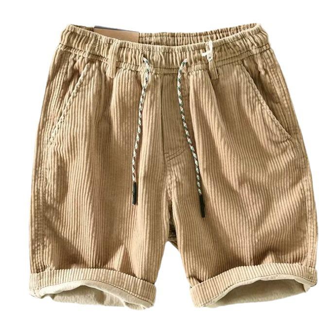 Men's Trendy Retro Corduroy Workwear Shorts - Casual Loose Fit Five-Point Design