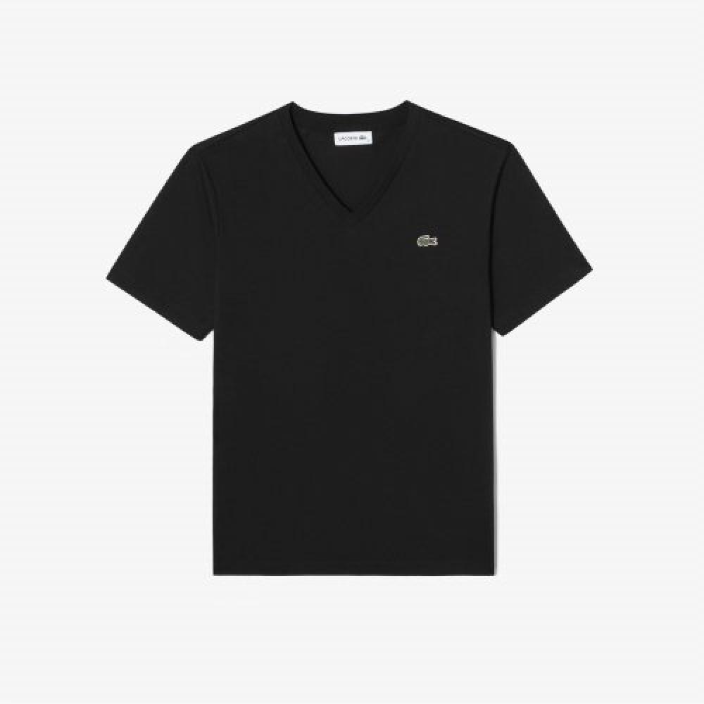 

LACOSTE Женская базовая футболка с V-образным вырезом и короткими рукавами [черный]