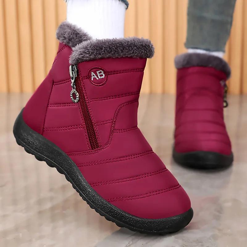 Snow Women's Boots Comfortable Men's Boots Waterproof Women's Shoes Zipper Shoes Couple Soft Fur Women's Winter Boots