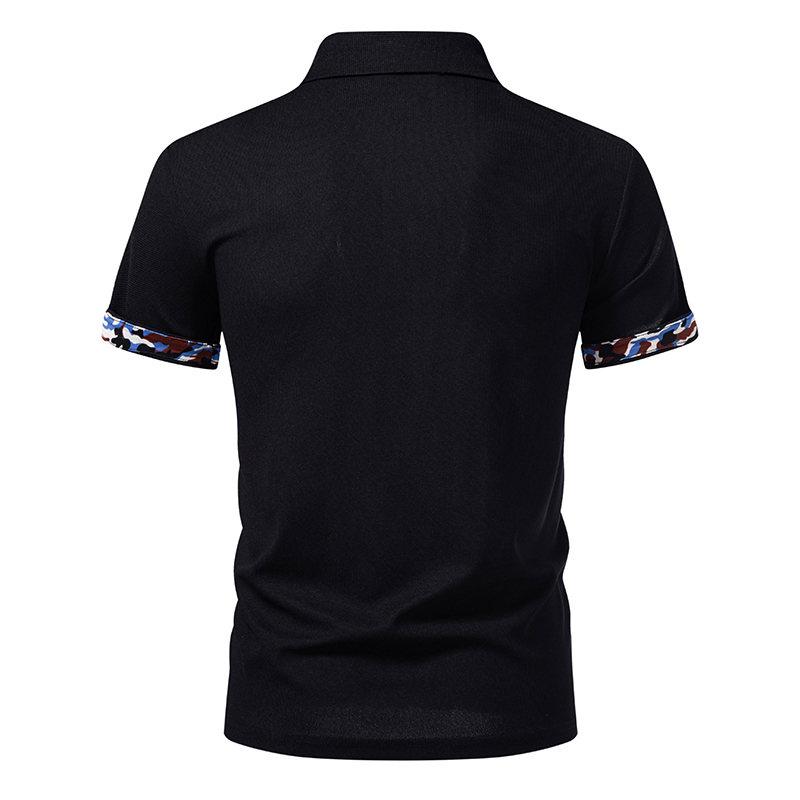 Summer Men's Solid Color Splicing Polo Shirts Short Sleeve Breathable Casual Contrast Color Lapel Collar Streetwear Basic Tops