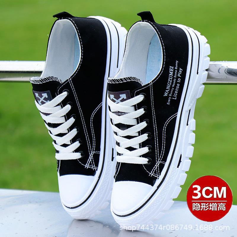 Canvas Spring and Autumn Breathable Casual Shoes Thick Baseplate Shoes Heightened and Comfortable