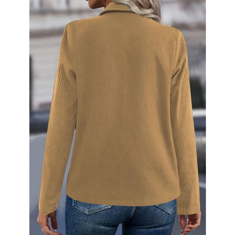 Women S Plus Size Double Breasted Long Sleeve Blazer Coat Solid Color