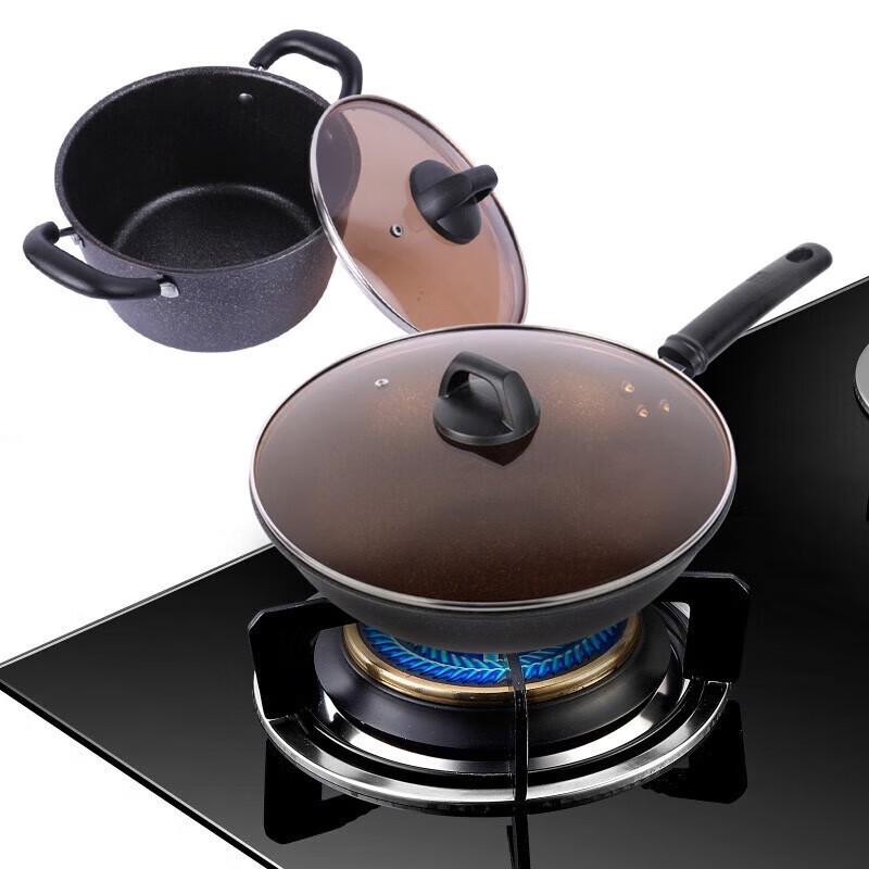 Kangbache Maifan Stone Non-Stick Wok & Soup Pot Set