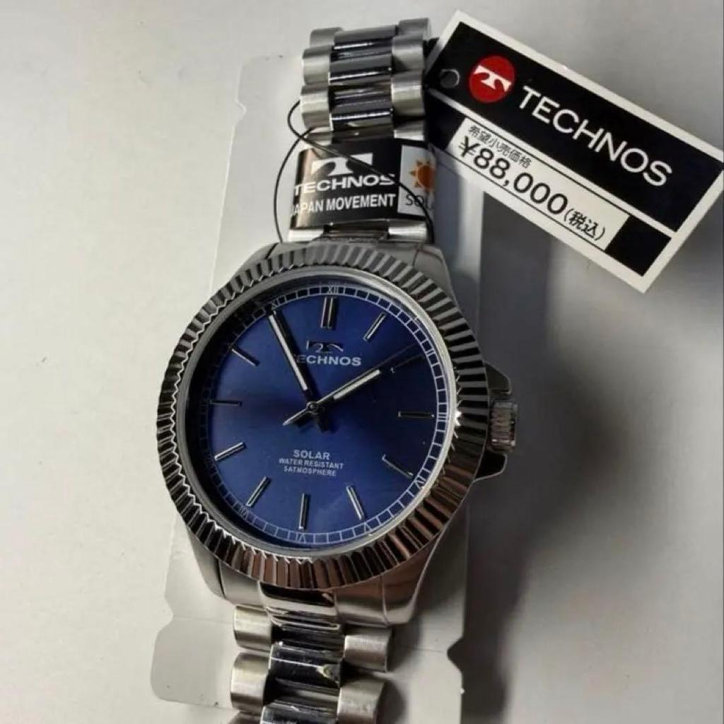 Used TECHNOS Solar Watch Blue Men's Watch
