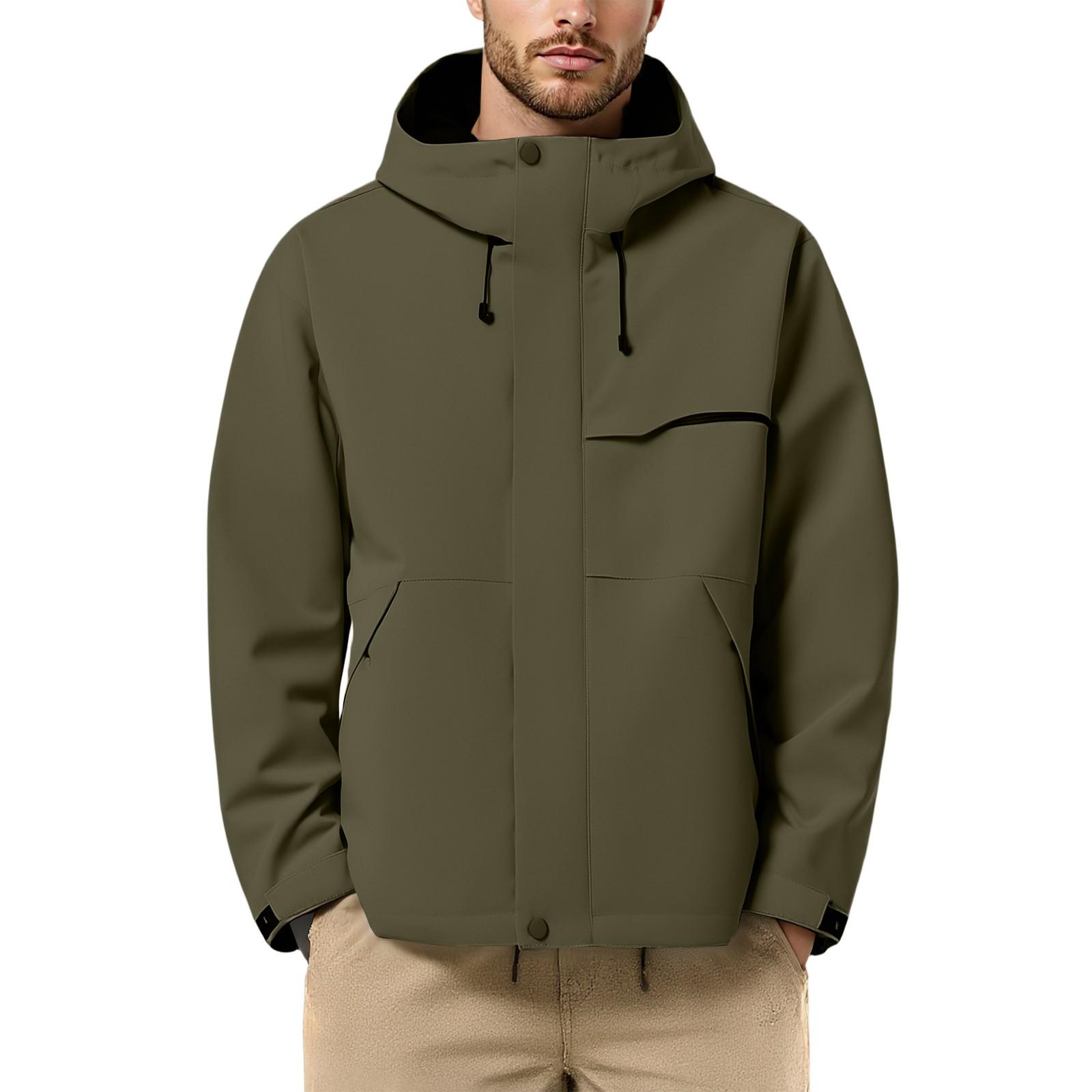 

Men s Outdoor Casual Loose Sun Protective Clothing Punch Jacket Coat L армия зеленый