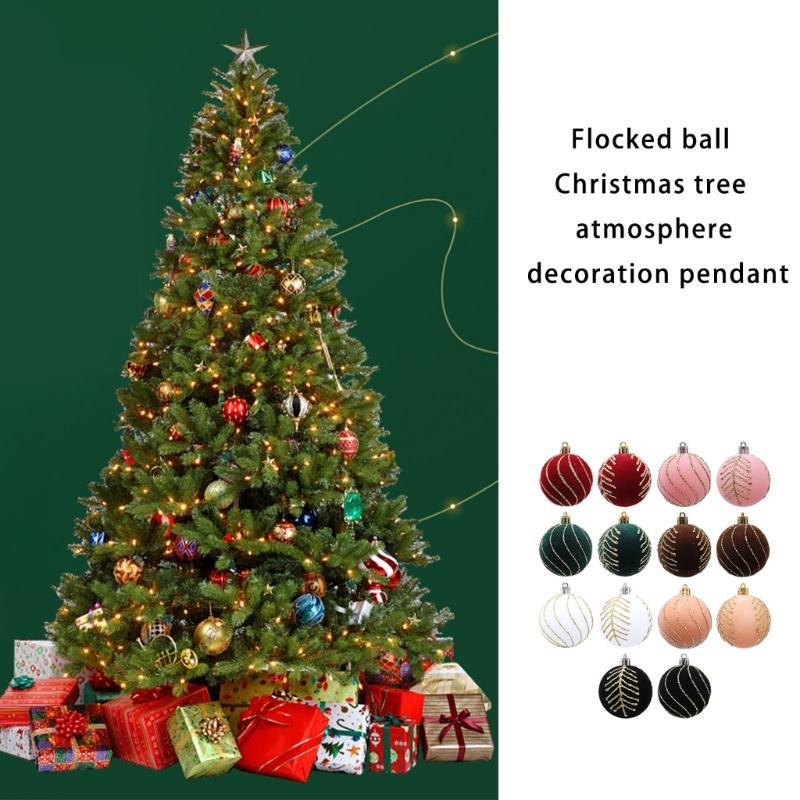 Flocking Sphere Ornaments For Christmas Tree Colorful Decorative Ball Perfect For Holiday Festival Atmosphere