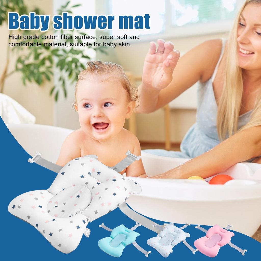 New born Bath Cushion Adjustable Foldable Bathtub Mat Cushion Baby Bath Accessories Bathtub Essentiall With Buckles And 3 Safety