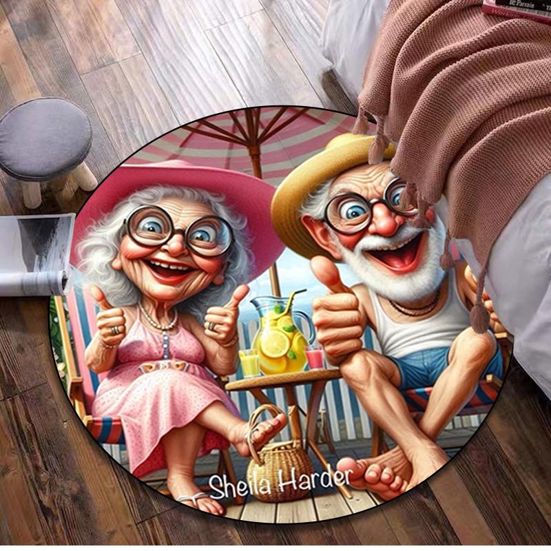 

1Pc Old Woman Circular Print Rug - home decoration Carpet For Living Room Bedroom Flooring Computer Chair Area Rug 80x80cm( 31x31in)