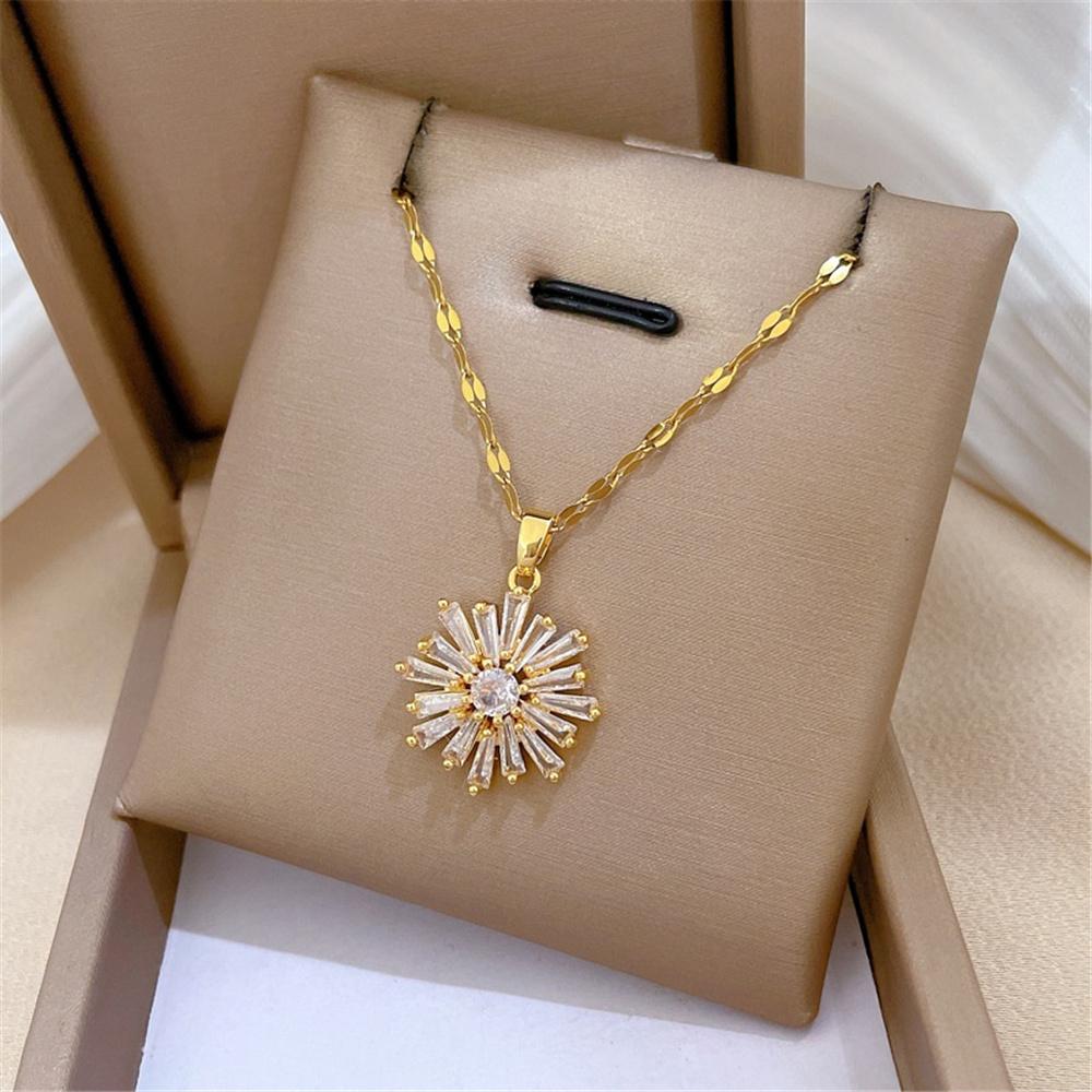 Роскошное Женское Белое Циркониевое Звездочка Снежинка Кулон Ожерелье Винтажное Золотого Цвета Свадебное Для Женщин