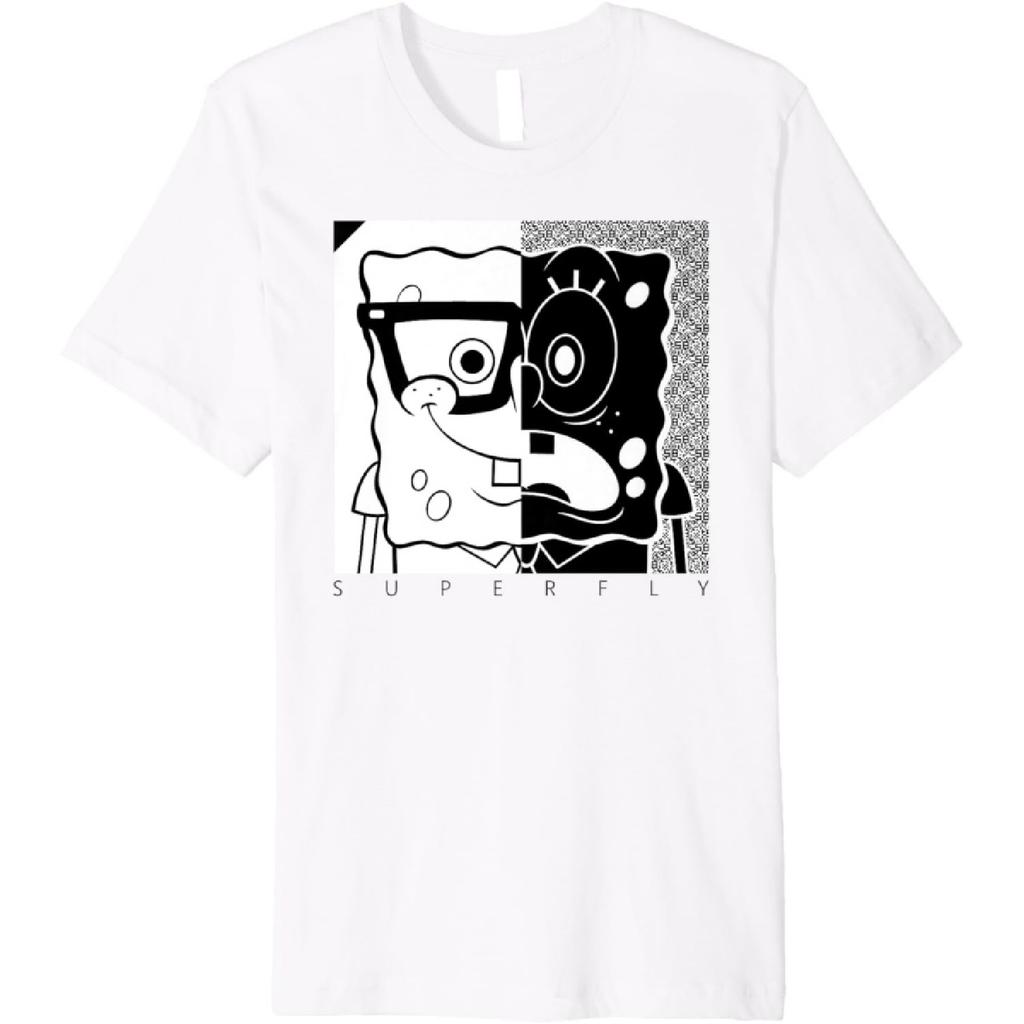 SpongeBob SquarePants Superfly Black and White Premium T-Shirt