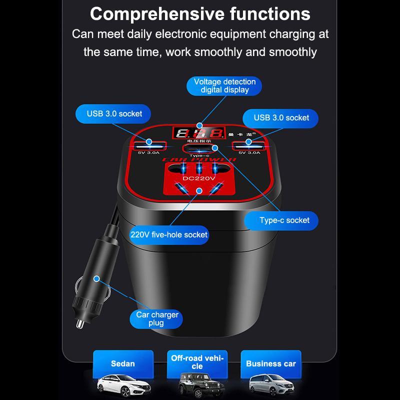 Car Power Inverter 12V/24V To 110V 220V Converter Type-C Multi-Function Charger Socket 3.1A Fast Charger Car Power Converter