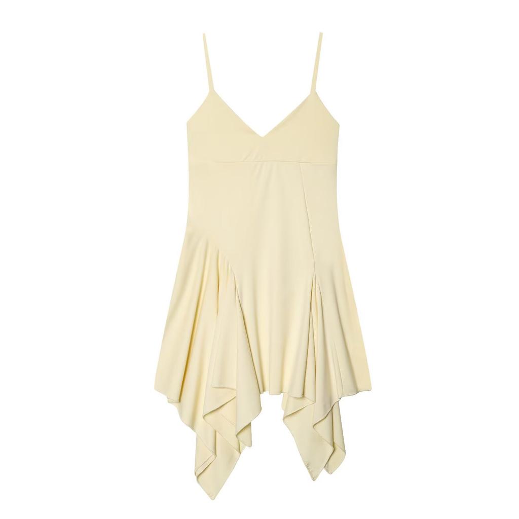European and American style, new women's clothing, foreign style, asymmetrical thin shoulder strap dress 3641392