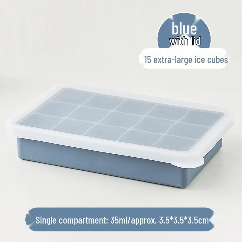 Iskubslåda: 15-kubsform med lock, Lätt att lossa, Livsmedelsgodkänd silikon, Perfekt för barnmat & mer