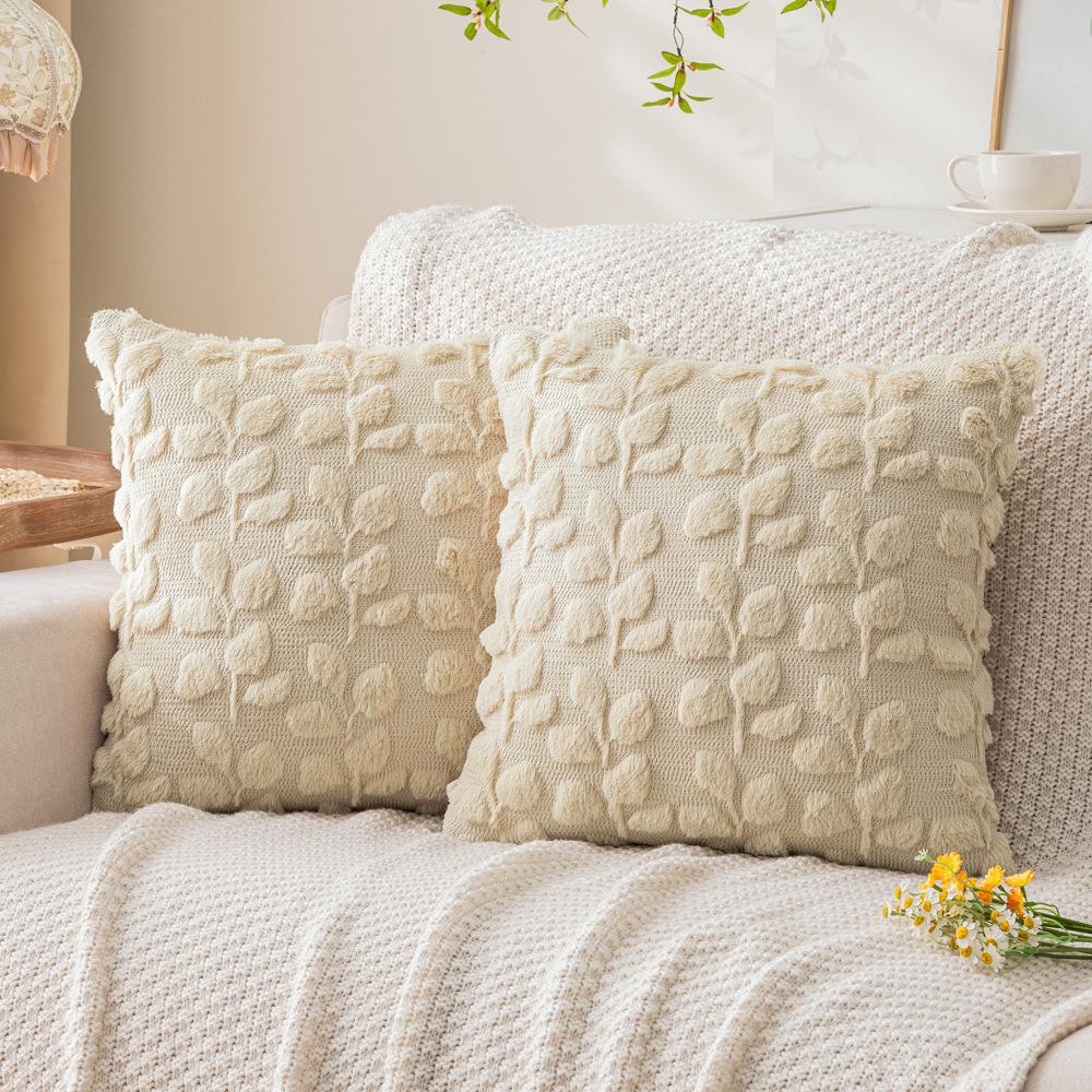 Spring Embroidered Fur Pillow Sweet Buttery Style Plush Pillow Cushion Cover Atmosphere Living Room Sofa Pillow Waist Pillow