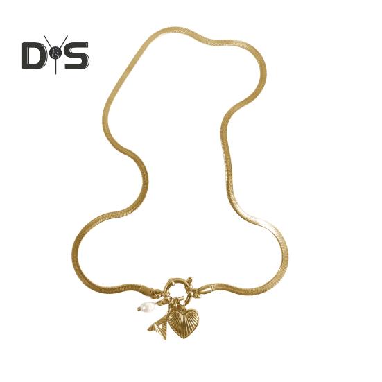 

Ожерелье с буквами для женщин, позолоченное, с подвеской в виде сердца, искусственного жемчуга, цепочка-змея, ювелирные изделия для жены и подруги A