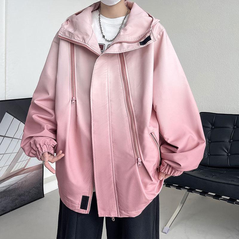 Hong Kong Style Gradient Windproof Water-Repellent Windbreaker Men's Casual Jacket for Spring and Autumn