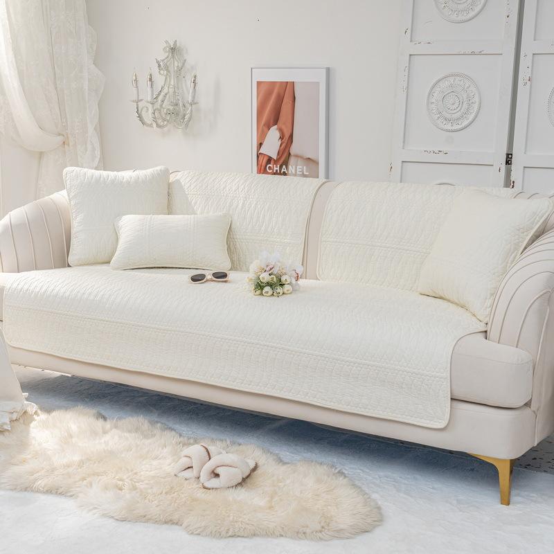 Four Season All Cotton Non-Slip Sofa Cushion Cotton Simple Modern Solid Color Cushion Universal Sofa Towel Cover Cover Cloth