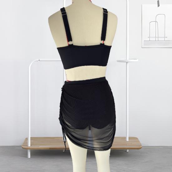 2Pcs/Set Women Bikini Set V-Neck Padded Underwire Swimming Bra High Waist Fake Two Pieces Swimming Trunks Set Swimwear