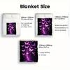 Purple Glowing Butterflies Magic Fantasy Flannel Blanket Soft Throw Blanket Mystical Design Bedroom Decor Gift for Her