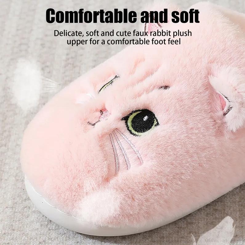 Nette Cartoon Katze Hausschuhe Flauschigen Hause Dicke Plattform Hausschuhe Frauen Männer Winter Warme Plüsch Gleitet Schöne Baumwolle Schuhe