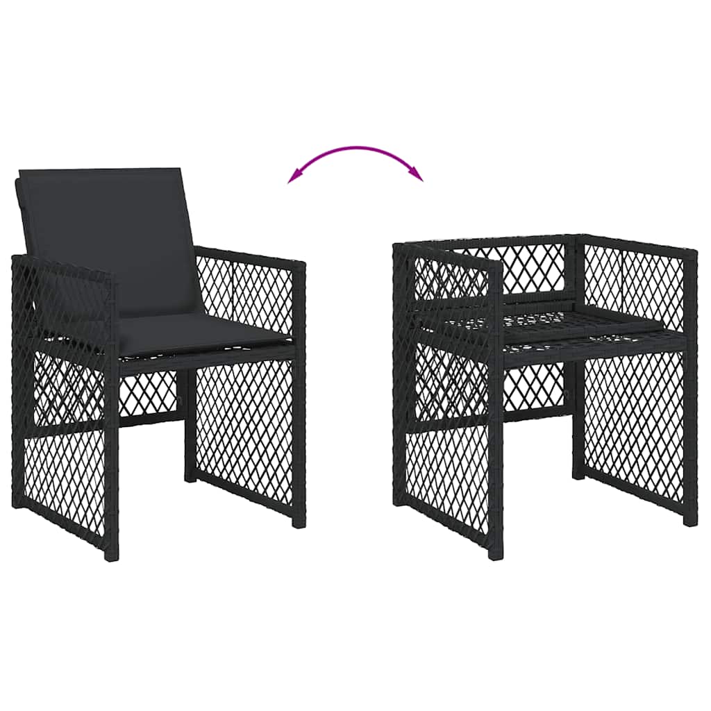 Vidaxl 5-Cz. Garden Furniture Set With Cushions, Black, Poly Rattan