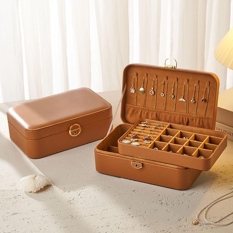 High-End Double-Layer Jewelry Box with Lock - Multi-Compartment Storage for Necklaces, Earrings, Rings