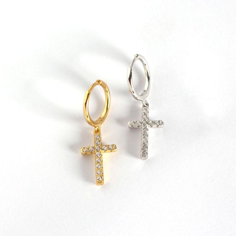 Classic Cross Micro Set Diamond Earrings - Women's Ear Clasp Zirconia Earrings - Versatile and Elegant Earrings