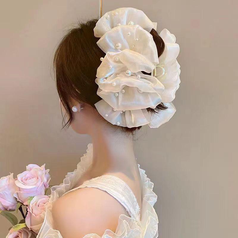 2024 Large Multi-Layer Bow Pearl Claw Clip for Women