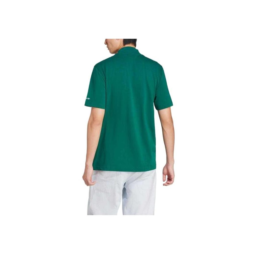 adidas Originals Logo Polo Moisture-Wicking Breathable Short Sleeve T-Shirt Men Tops Academy-Green JC8368