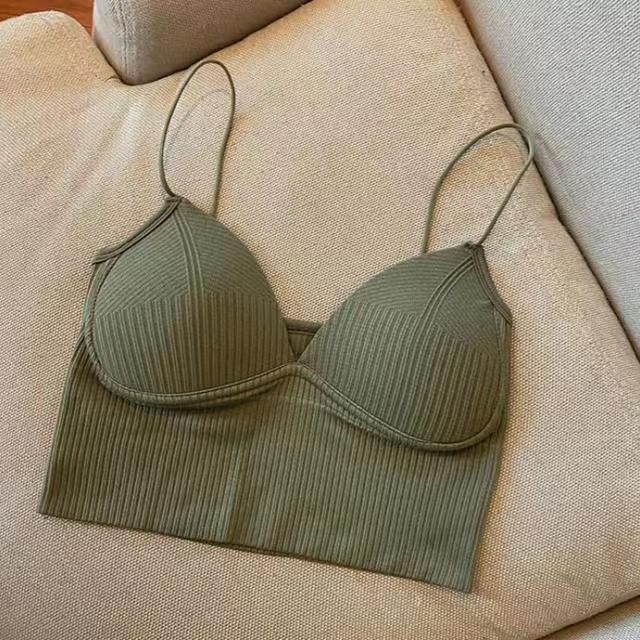 Women Tops Sexy Solid Crop Top Seamless Camis Women Tank Tops Sleeveless Slim Camis With Bra Basic Underwear Padded Bra Tops