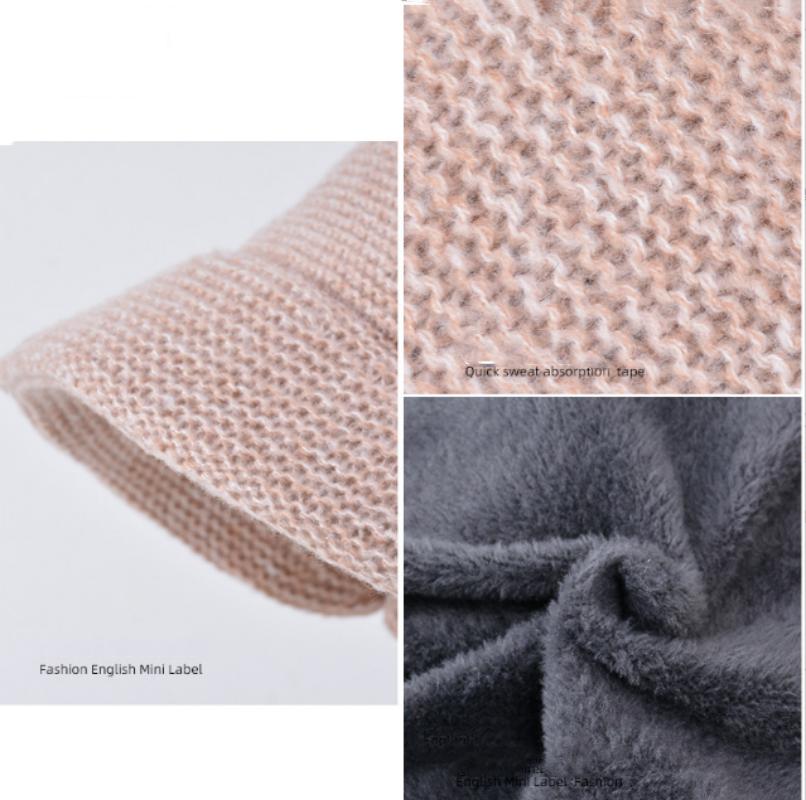 Conjunto de gorros cálidos, bufanda y gorro de invierno, gorro de punto cálido con protección contra el frío de terciopelo, conjunto de gorros de punto para mujer