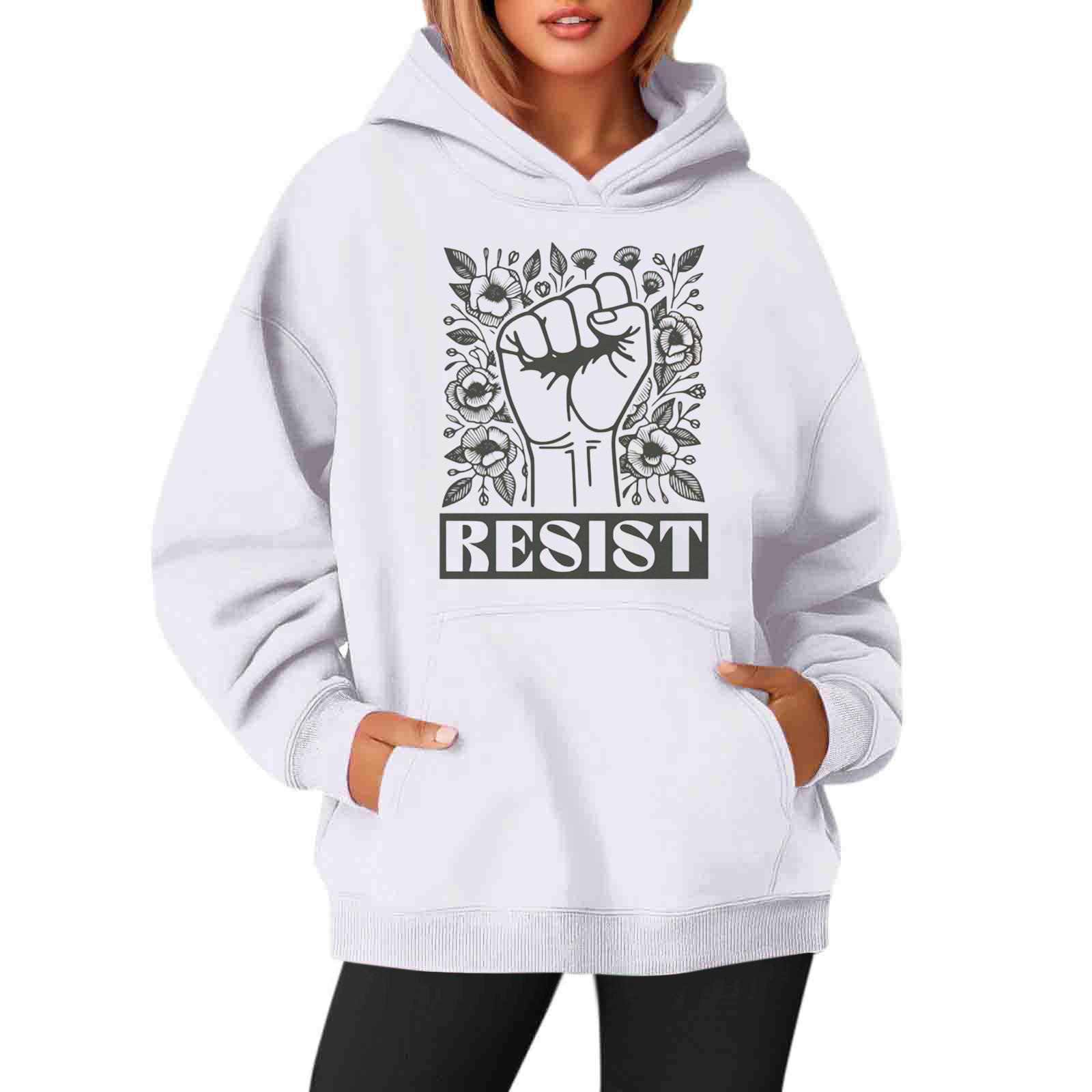 

Женская толстовка с капюшоном с длинными рукавами и принтом XXL белый