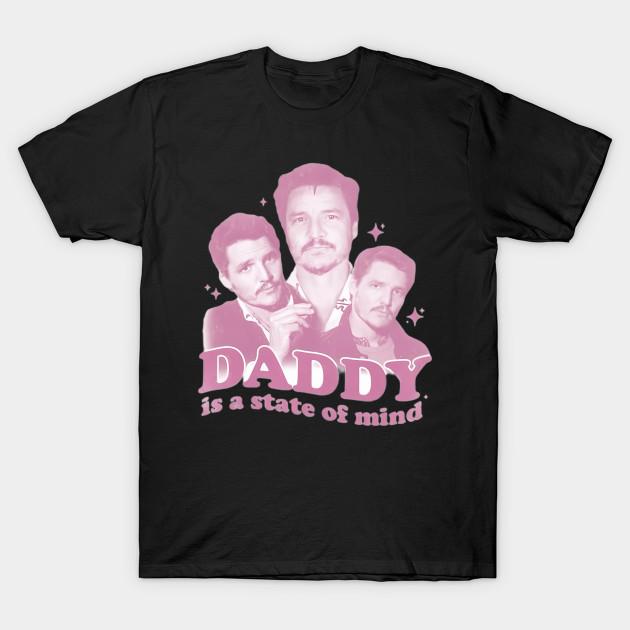 Men Black Print T-shirt Pedro Pascal Daddy Is A State Of Mind No-Cut Transfer Paper Print Cotton Tshirt 2XL чёрный