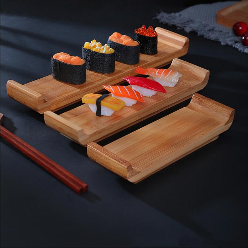Bambusowa Deska do Sushi Prostokątna Płyta Miska do Gotowania Sashimi Japońska Koreańska Kuchnia Naczynia Stołowe Talerz Serwowania Taca