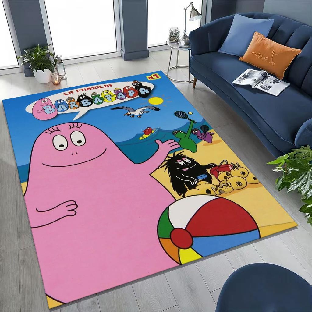 Cartoon Les Barbapapa Barbamama Family Rug for Bedroom Living Room Sofa Home Doormat Decor, Large Kids Play Non-slip Floor Mat