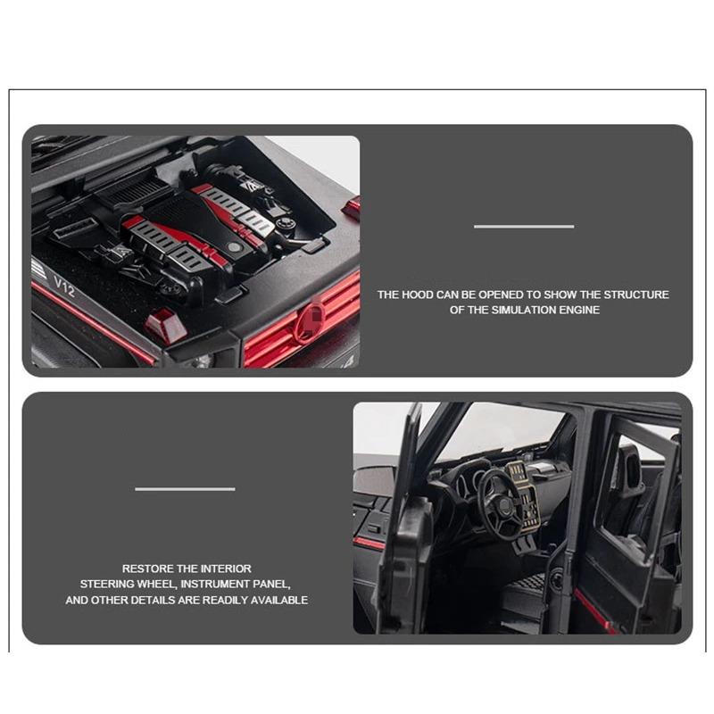 1/24 BENZ G500 4x4 Tyre Alloy Car Model Diecasts Metal Toy Off-road Vehicles Car Model High Simulation Sound and Light Kids Gifts